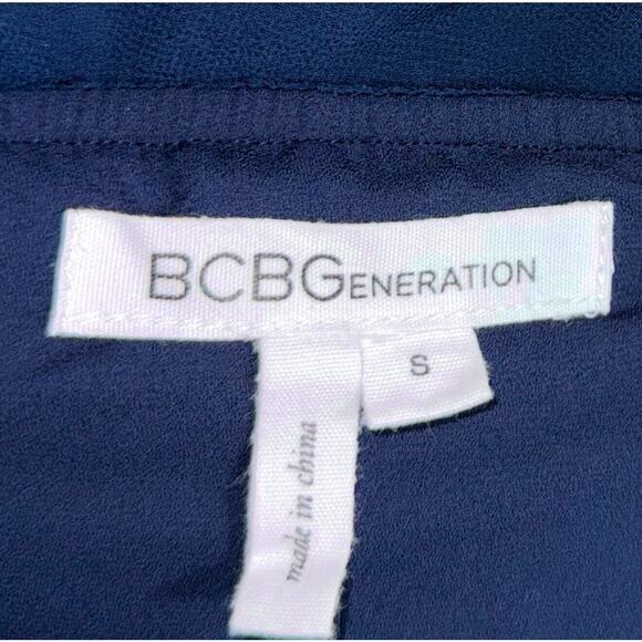 Bcbgeneration Shorts Romper Womens S Blue Sheer Flowy Ruffle Beachy Off Shoulder - Picture 5 of 8